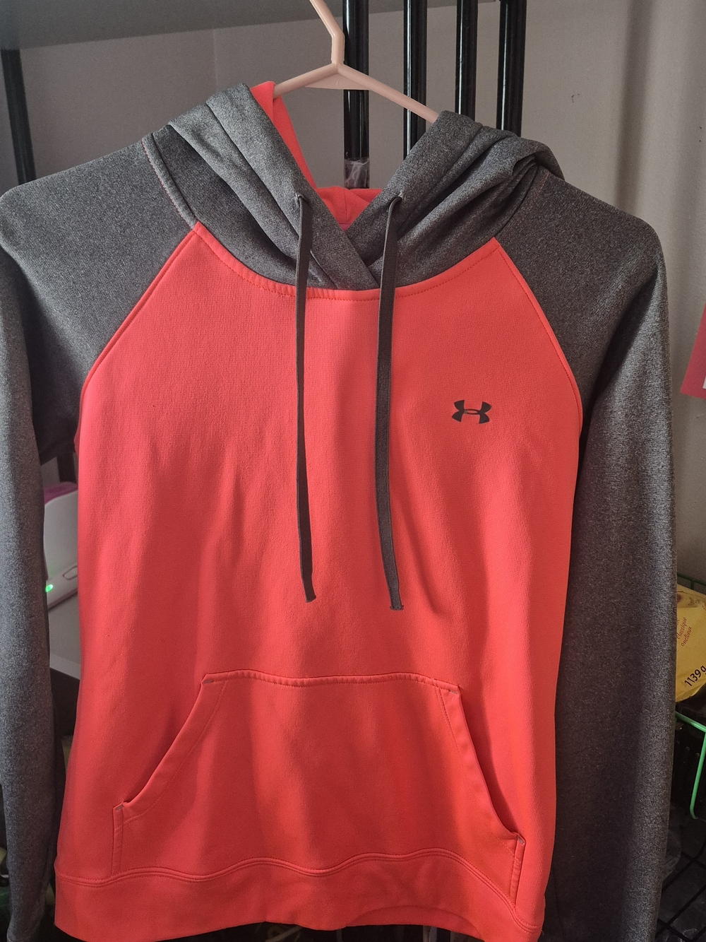 Under Armour Pink Coral and Gray Pullover Hoodie